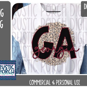 DIGITAL DOWNLOAD, Georgia, GA, Leopard , Sublimation, png design, Black, Red