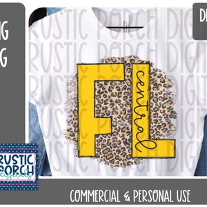 DIGITAL DOWNLOAD, Central Florida, FL, Leopard , Sublimation, png design, Gold, Black
