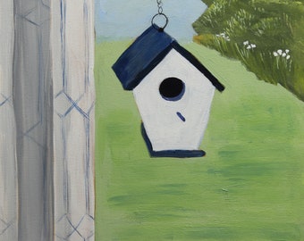 Backyard Birdhouse - Giclée Fine Art Print from original painting