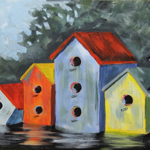 Birdhouse Condo's II - Giclée Fine Art Print from original painting