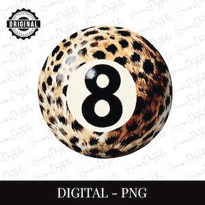 Leopard 8 Ball Clipart | Y2K Retro Digital Download | Magic 8 Ball Leopard Print PNG for Stickers, Cricut, Posters, and Invitations