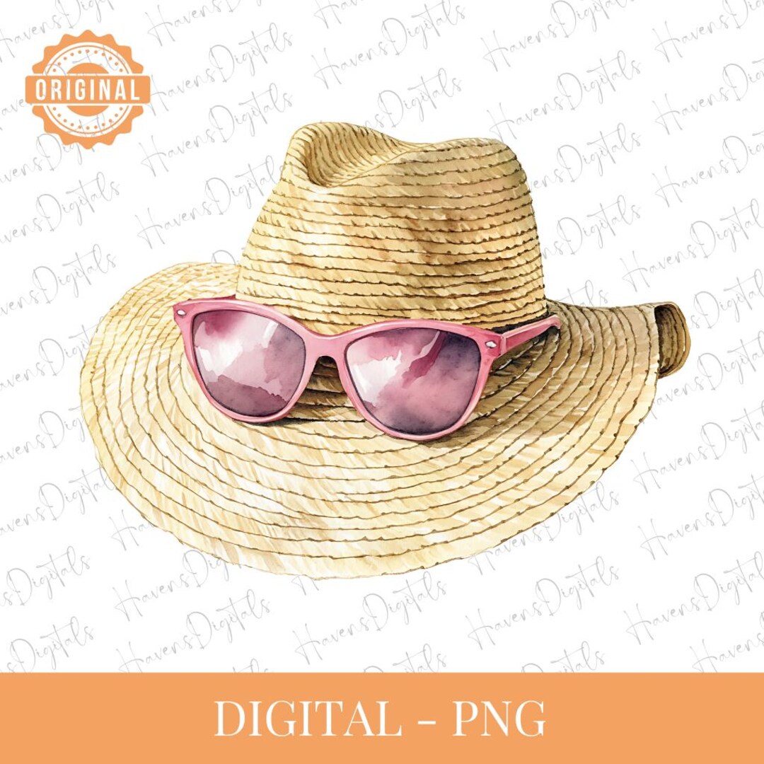 Buy Straw Sun Hat With Pink Sunglasses Clipart – Watercolor Summer  Accessory PNG – Beach Hat Clip Art – 300 DPI Transparent Background Online  in India