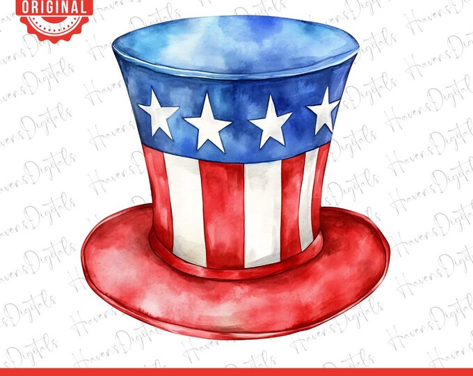 Uncle Sam Hat Clipart – 4th of July Patriotic Top Hat PNG – Red White ...