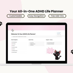 ADHD Life Planner Notion Template | Notion Dashboard for Adults with ADHD | Digital Planner for Focus Routines and Self Care