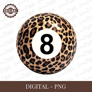 Leopard 8 Ball Clipart | Y2K Retro Digital Download | Magic 8 Ball Leopard Print PNG for Stickers, Cricut, Posters, and Invitations