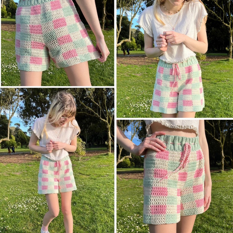 Crochet Checkered Shorts Pattern PDF PATTERN ONLY image 3