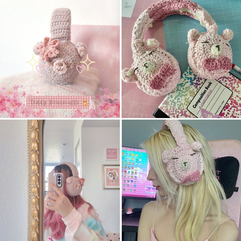 Cute Crochet Headphone Covers Teddy Bearmuffs Pattern PDF Etsy