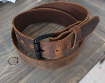 Big & Tall Snap-On Leather Belt - 1 1/2" Wide Plain Full Grain, Sizes 44" To 54" - View #14