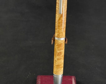 Aromatherapy Pen, in Satin Chrome. Made with Stabalized Box Elder Burl.