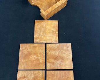 Cherry Wood Coaster Set