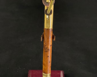 Piston Pen, in Bronze Brass. Made with Thuya Burl