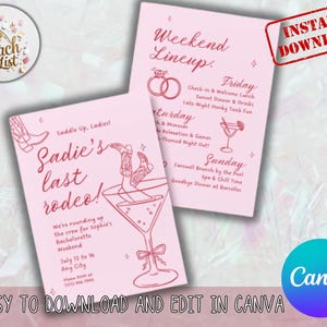 Last Rodeo Bachelorette Invite | 5x7 Canva Template | Editable + Instant Download | Print or Send Digital | Western Cowgirl Party