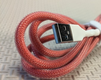 Red Usb C Charging Cord | Usb C to Usb A | Sleeved Cable | Colorful Usb Cable | Red Phone Charging Cable | 6ft Usb Cable
