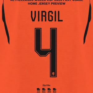 Netherlands 2026 Home World Cup Font –  TTF, OTF, SVG Vector Digital Download Voetbal Football Soccer Team Letters and Number