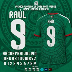 Mexico 2026 Home World Cup-lettertype – TTF, OTF, Svg en Vector (eps) Instant digitale download voetbalteam letters en cijfers