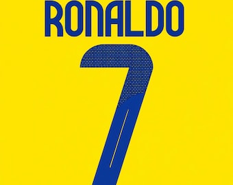 Al Nassr 2024/2025 Football Soccer Jersey Font Ronaldo 7 CR7 .TTF Font GOAT Soccer Football Team Letters and Numbers