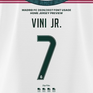 Real Madrid 2026/2027 Font Set - TTF, OTF, Svg and Vector Digital Download Bellingham Mbappe Soccer fútbol Football Team Letters and Number image 4