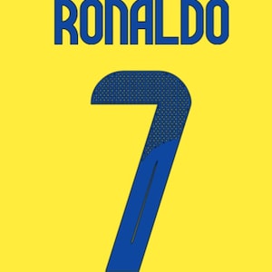 Al Nassr 2024/2025 Football Soccer Jersey Font Ronaldo 7 CR7 .TTF Font GOAT