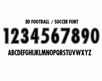 3D Football Soccer Font .ttf File (Digital Download) Custom Soccer Baseball Varsity Jersey Trikot Team Letters and Numbers USA 2026