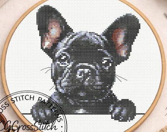 Frenchie Dog Cross Stitch Pattern, French Bulldog Dog Cross Stitch Design, Frenchie Mom Dad Dog Lover (Digital Download) French Bulldog Gift