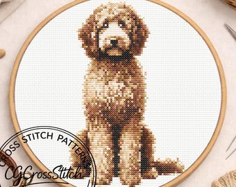 Goldendoodle Dog Cross Stitch Pattern, Cute Golden Doodle Dog Cross Stitch Design, Labradoodle Cockapoo Doodle Dog Lover (Digital Download)