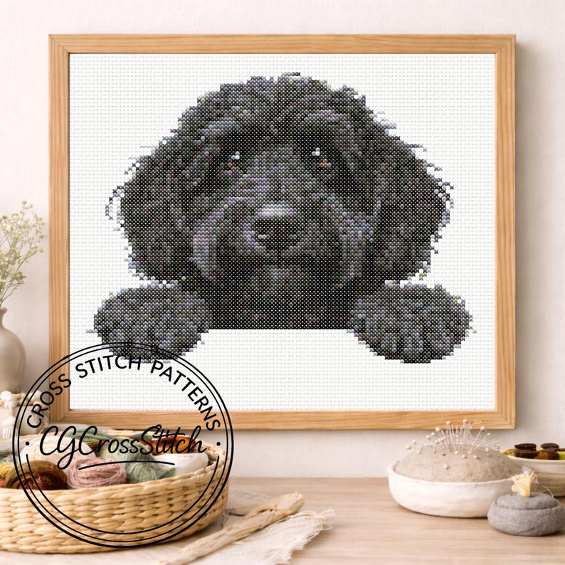 Goldendoodle Dog Cross Stitch Pattern, Cute Golden Doodle Dog Cross ...
