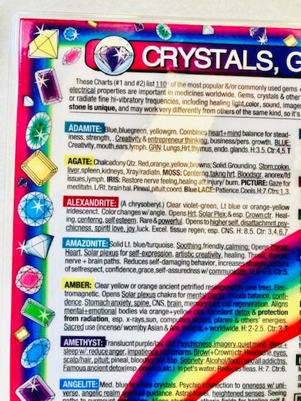 2 Chart Set: HEALING STONES, CRYSTALS, Gems- Charts #1 +#2, Laminated ...