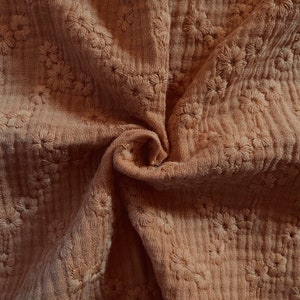 Esmée Embroidered Double Gauze Fabric / 100% Oeko-Tex Cotton Fabric / Many colors to choose from Camel