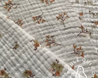 Tissu Double Gaze à Motifs -Liberty/Fleurs - Tissu 100% Coton Oeko-Tex - Nombreux coloris aux choix