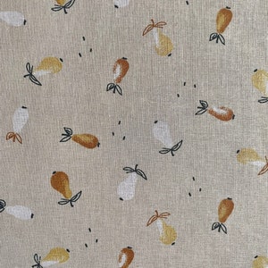 100% Cotton Oeko-Tex Fabric / Pears & Lemons Poires Lin