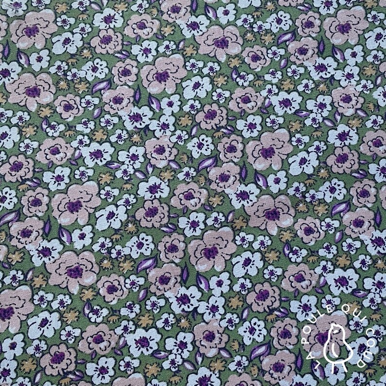 100% Cotton Oeko-Tex Fabric / Kalmia / Flower / Liberty Asperge