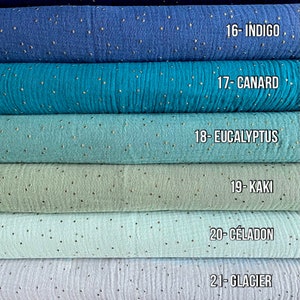 Double Gauze Fabric with Gold Polka Dots / 100% Oeko-Tex Cotton Fabric / Many colors to choose from image 4