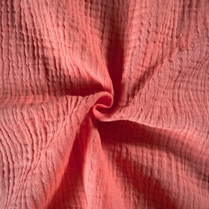 Tissu Double Gaze unie / Tissu 100% Coton Oeko-Tex / Nombreux coloris aux choix 25-Papaye
