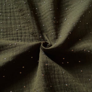 Double Gauze Fabric with Gold Polka Dots / 100% Oeko-Tex Cotton Fabric / Many colors to choose from 25-Bronze