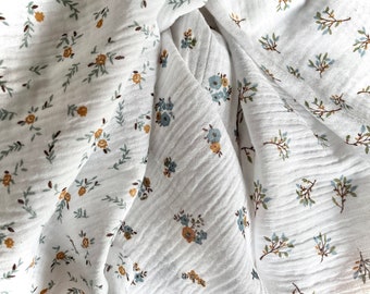 Patterned Double Gauze Fabric - Liberty/Flowers - 100% Oeko-Tex Cotton Fabric - Many colors to choose from