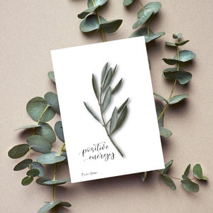 Postcard "positive energy" with olive branch in A6, illustration, card, gift, greeting card