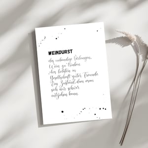 Weindurst Definition Postkarte in A6, Handlettering, Karte, Geschenk, Grußkarte