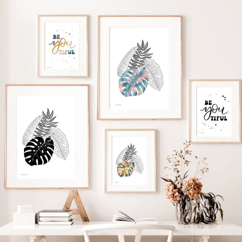 Digitales Poster zum Selber Ausdrucken Monstera und Palmen - Etsy.de