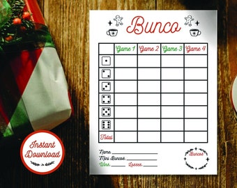 Christmas Gingerbread bunco score card, Score sheet, Bunko party, Scorecard, Bunco theme group, Printable template, Instant digital download