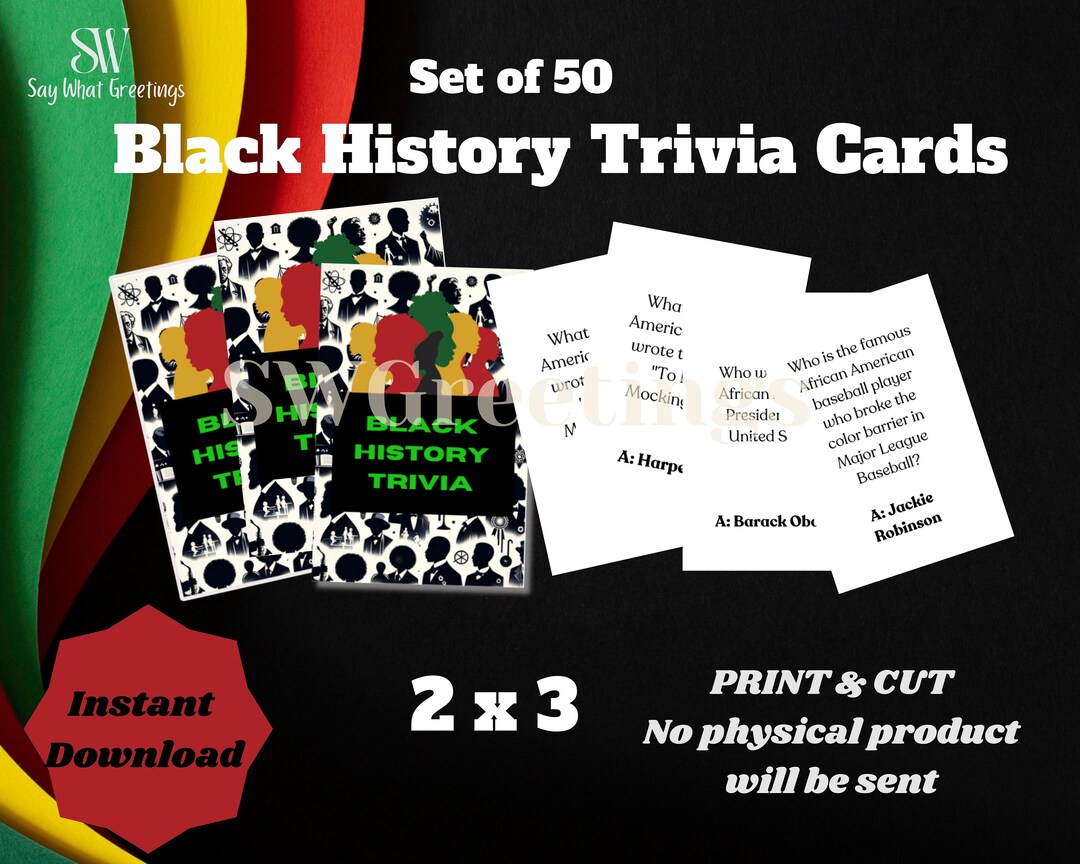 Printable Black History Trivia Cards - Etsy