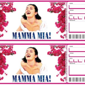 Mamma Mia Personalised Print_At_Home Gift Tickets For Christmas, Birthdays, Anniverseries Download PDF