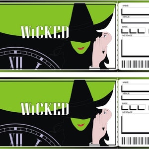 Wicked Personalised Print_At_Home Gift Tickets For Christmas, Birthdays, Anniverseries Download PDF