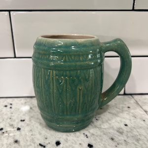 Vintage Keramik Becher Grün glasiert Antike Keramik Becher