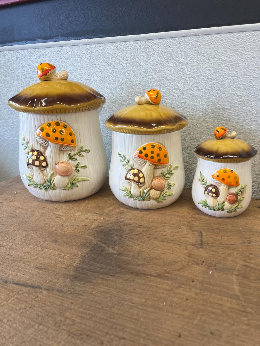1976 Sears & Roebuck Merry Mushroom 3 Pc Canister Set Japan Etsy