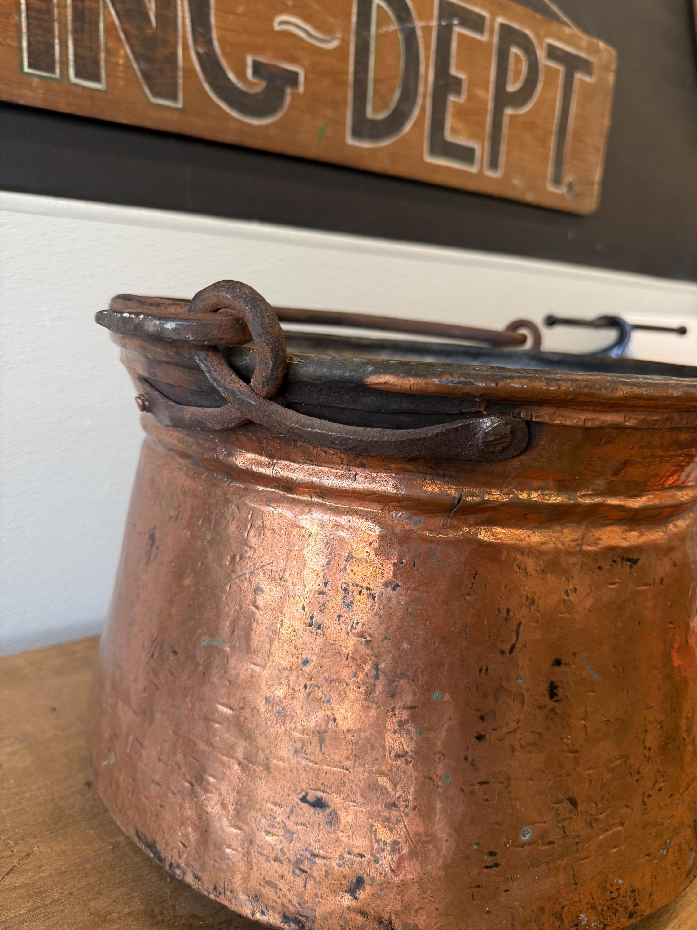 Large Hand Hammered Copper Cauldron: Firewood Storage Pot - Etsy