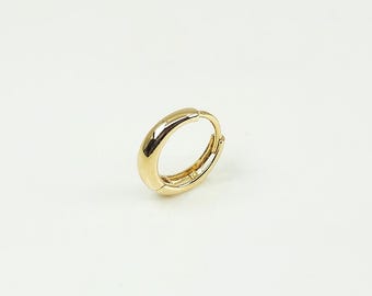 14K Solid Gold Mini Huggie Hoop Earring, Bold Minimalist Conch Jewelry