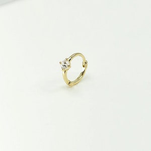 14k Solid Gold Tiny CZ Huggie Hoop Earring, Cartilage Hoops, Tiny Small Hoops, Conch Hoop, Minimalist Earrings