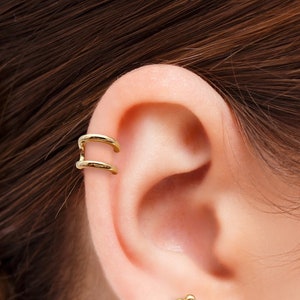 14K Solid Gold Double Wire Earring, Piercing Earring, Mini Balls Screw Back, Single Stud Earring, Minimalist Earrings