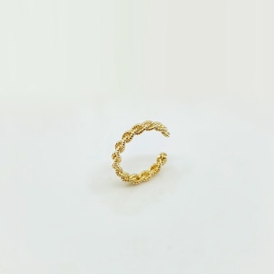 14K Solid Gold Twisted Bread Shape Ear Cuff, No Piercing, Cartilage Conch Helix No Piercing, Ear Cuff Wrap Earring