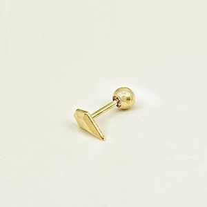 14K Solid Gold Pentagon Stud Earring, Piercing Earring, Stud Earrings, Screw Back Single Stud Earring, Minimalist Earrings